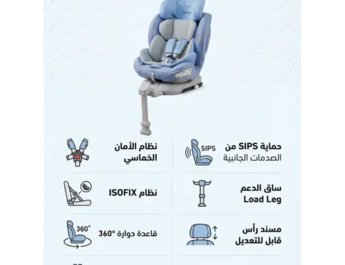 كارسيت (668) دوران 360 درجة بنظام ايزوفيكس وساق دعم، مقعد سيارة متكامل للأطفال من حديثي الولادة حتى سن المشي، مستويات إمالة متعددة