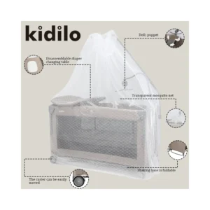 سرير اطفال Kidilo《 كيديلو T-702》2 دور + قابل للطي بسهوله
