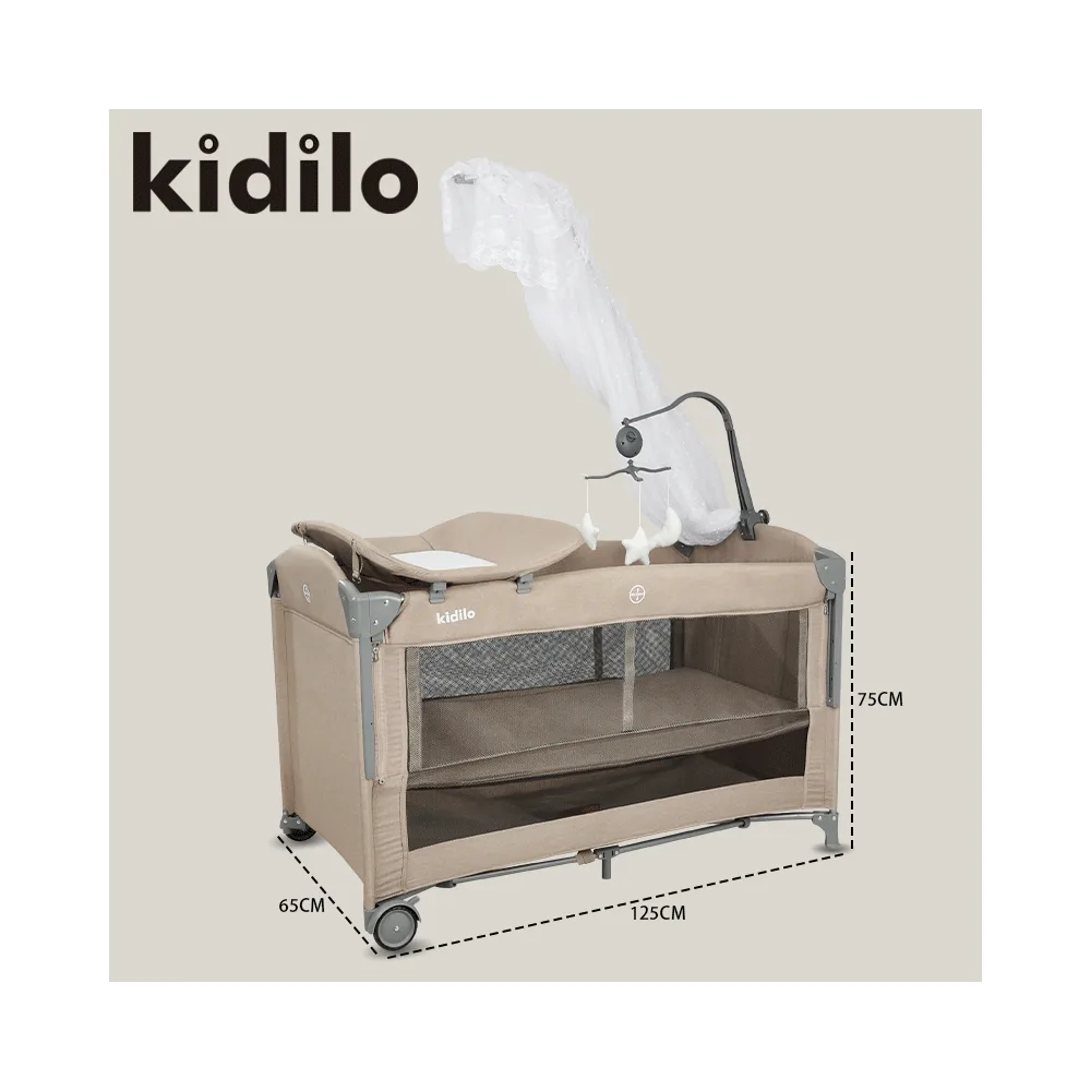 سرير اطفال Kidilo《 كيديلو T-702》2 دور + قابل للطي بسهوله