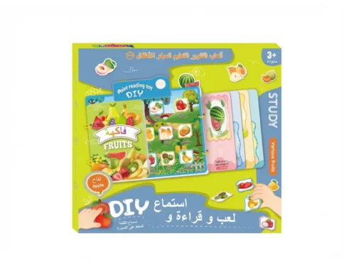 كتاب الفواكه الناطق DIY للأطفال – لعبة تعليمية ٣ في ١ مع سبورة رسم وتدريب على النطق ومطابقة الأشكال لسن ٣ سنوات فأكثر