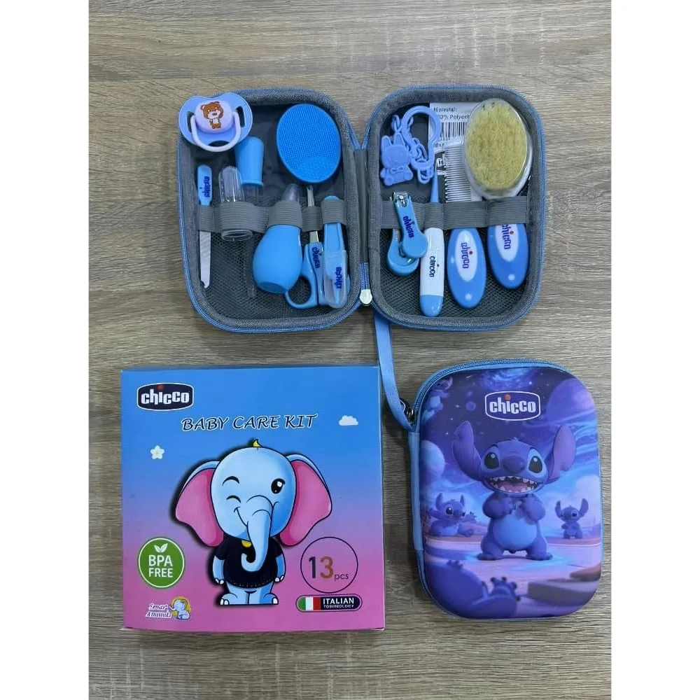 حقيبة عناية الطفل الكاملة من Chicco – طقم أدوات عناية حديثي الولادة بعلبة أنيقة ومريحة - 13 قطعه - كود 72996