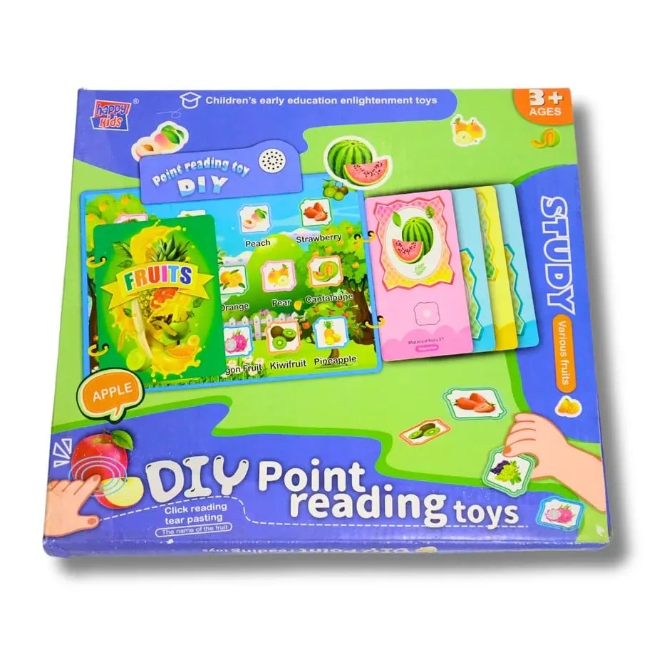 كتاب القراءة الناطق DIY للأطفال - لعبة تعليمية ٣ في ١ مع سبورة رسم وتدريب على أسماء الحيوانات والفواكه بالصوت - 6628A