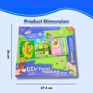 كتاب القراءة الناطق DIY للأطفال - لعبة تعليمية ٣ في ١ مع سبورة رسم وتدريب على أسماء الحيوانات والفواكه بالصوت - 6628A