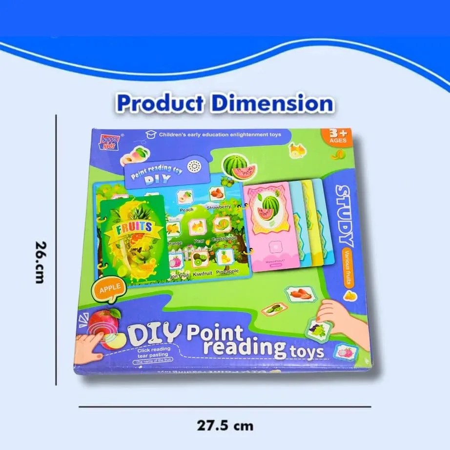 كتاب القراءة الناطق DIY للأطفال - لعبة تعليمية ٣ في ١ مع سبورة رسم وتدريب على أسماء الحيوانات والفواكه بالصوت - 6628A