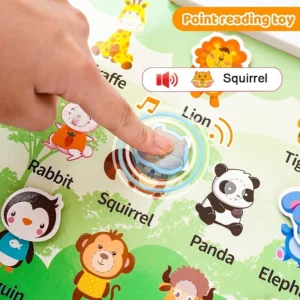 كتاب القراءة الناطق DIY للأطفال - لعبة تعليمية ٣ في ١ مع سبورة رسم وتدريب على أسماء الحيوانات والفواكه بالصوت - 6628A