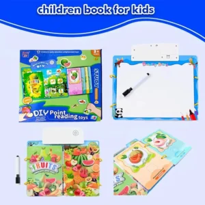 كتاب القراءة الناطق DIY للأطفال - لعبة تعليمية ٣ في ١ مع سبورة رسم وتدريب على أسماء الحيوانات والفواكه بالصوت - 6628A
