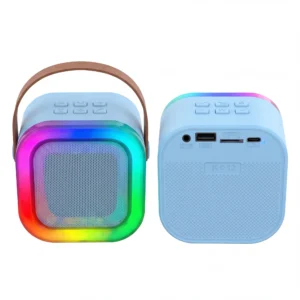 سماعة بلوتوث سبيكر MAS-323 مع 2 ميكروفون لاسلكي – إضاءة RGB ملونة – مدخل AUX وUSB وكارت ميموري TF – شحن Type-C