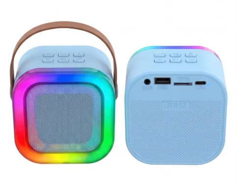 سماعة بلوتوث سبيكر MAS-323 مع 2 ميكروفون لاسلكي – إضاءة RGB ملونة – مدخل AUX وUSB وكارت ميموري TF – شحن Type-C
