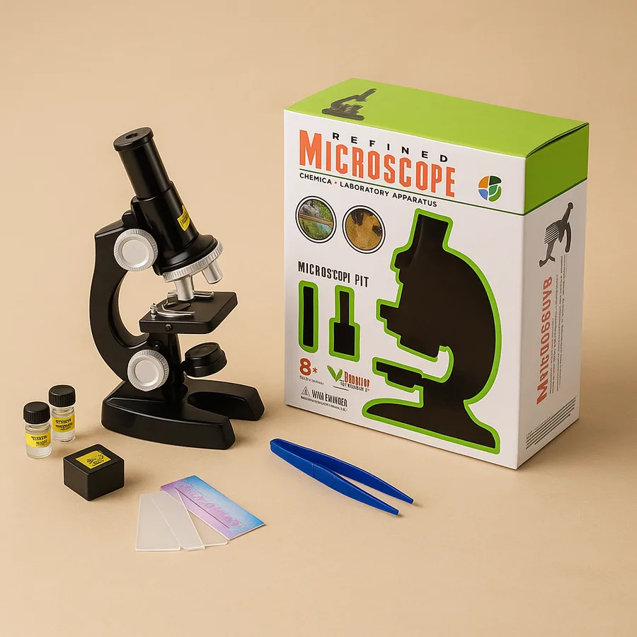 microscope-1 لعبة ميكروسكوب للأطفال – تشمل شرائح وأدوات فحص لتعلم العلوم بطريقة ممتعة