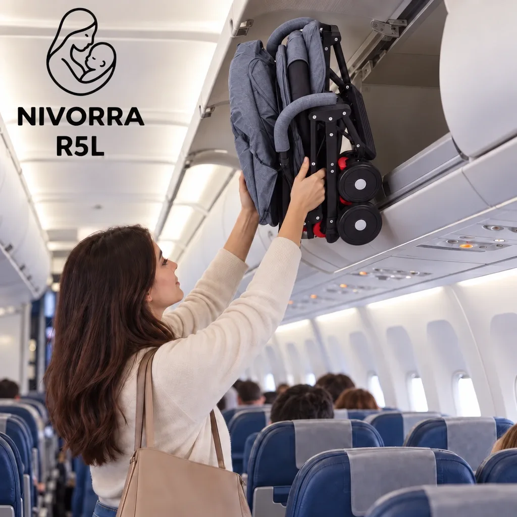أسترولر أطفال NIVORRA R5L للسفر – خفيفة 4 كيلو، بتطبق في ثانية وتدخل كابينة الطيارة