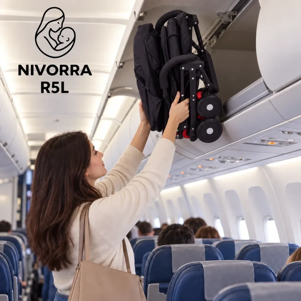 أسترولر أطفال NIVORRA R5L للسفر – خفيفة 4 كيلو، بتطبق في ثانية وتدخل كابينة الطيارة