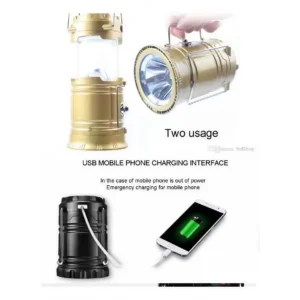فانوس تخييم قابل لإعادة الشحن ومصباح يدوي محمول (1 وات + 6 مصابيح LED) مع مخرج USB، كود (SH-5800T)