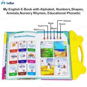 كتاب بلاست التعليمي الناطق للأطفال - كتاب إلكتروني تفاعلي لتعليم الحروف والأرقام والموسيقى مع أصوات ونغمات تعليمية - YW-002
